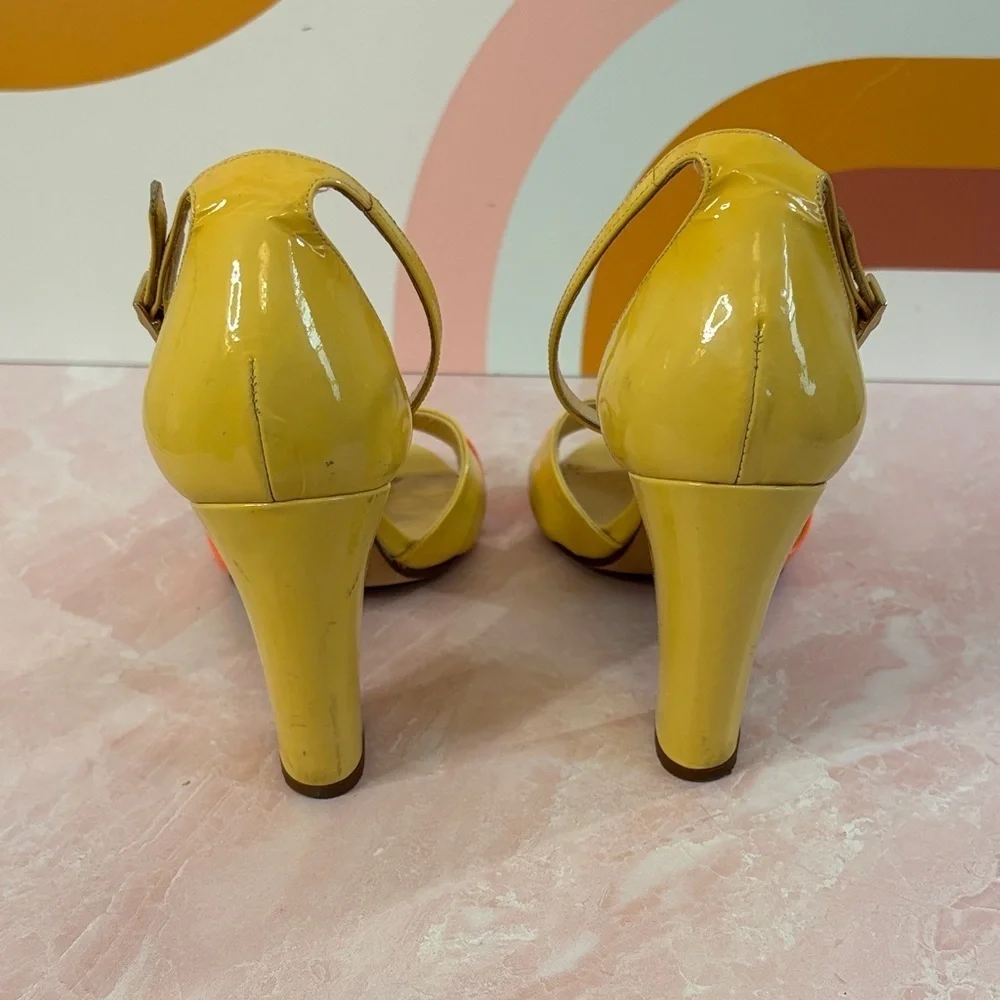 Kate Spade Vibrant Yellow and Orange Patent Heels